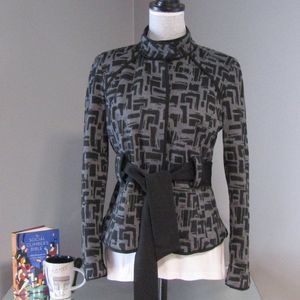Sandro Black & Gray Knit Belted Blazer Size S